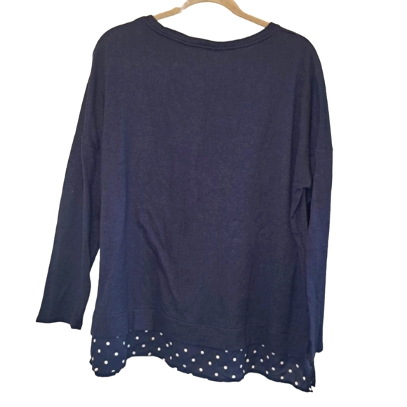 IMNYC Isaac Mizrahi Blue Layered Look Polka Dot Top Size XL - Picture 2 of 5